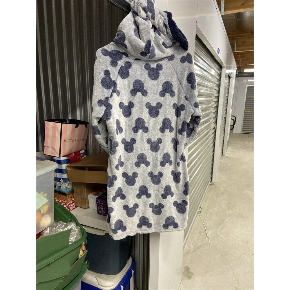 Disney Mickey Mouse Silhouette Blue Plush Hooded Nightgown Size M - Picture 10 of 16